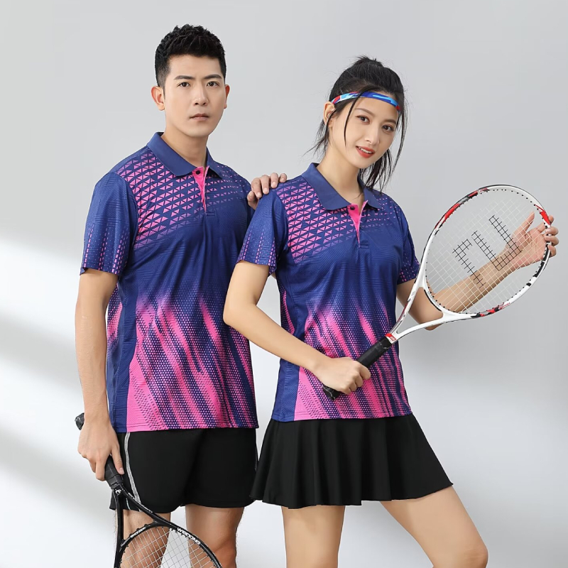 Homens e mulheres de manga cur - Badminton Jersey avaliação e preço